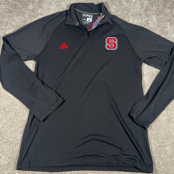 adidas Other - Adidas Mens Large Black/Red 1/4 Zip Pullover NC State Ultimate T-Shirt NWT‎